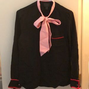 J Crew blouse with bow tie size 8